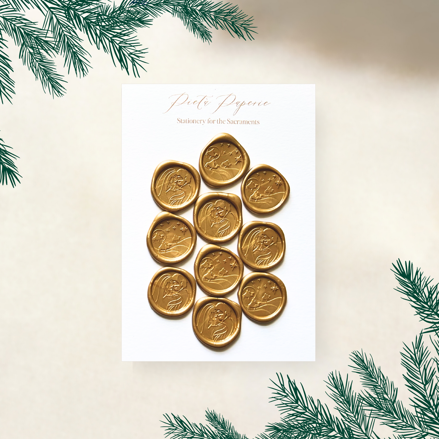 Catholic Christmas Pre-made Wax Seals, Variety Pack of 10, Handmade in the USA
