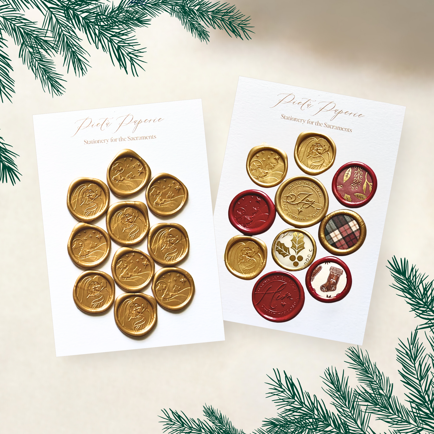 Catholic Christmas Pre-made Wax Seals, Variety Pack of 10, Handmade in the USA