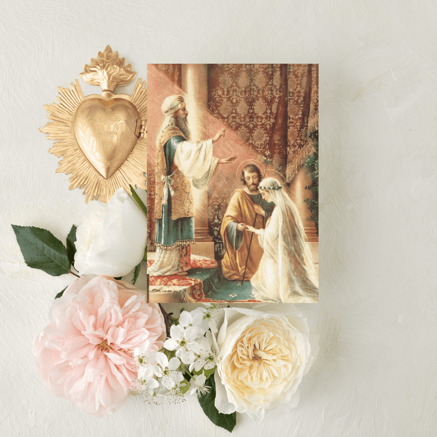 Catholic Mass Cards, Wedding of Mary and Joseph, Marriage Mass Intention Cards, with optional Mass scheduling