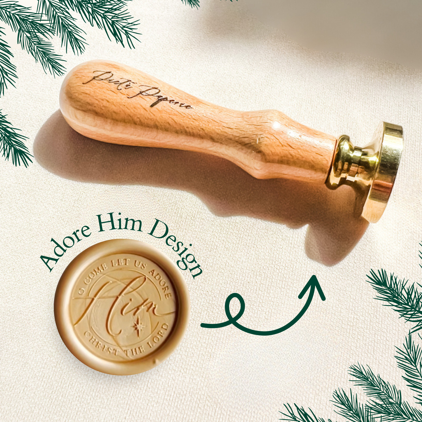Catholic Christmas Wax Seal Stamps, O Come Let Us Adore Him