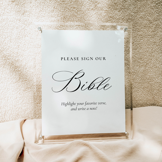 Catholic Wedding Signage, Bible Guest Book Tabletop Sign in Modern Calligraphy