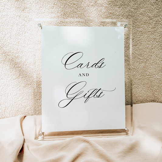Catholic Wedding Signage, Cards and Gifts Tabletop Sign in Modern Calligraphy