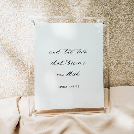 Catholic Wedding Signage, Ephesians 5:31 Tabletop Scripture Sign in Modern Calligraphy