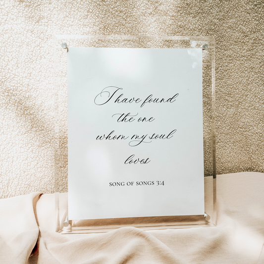Catholic Wedding Signage, Song of Songs 3:4 Tabletop Scripture Sign in Modern Calligraphy