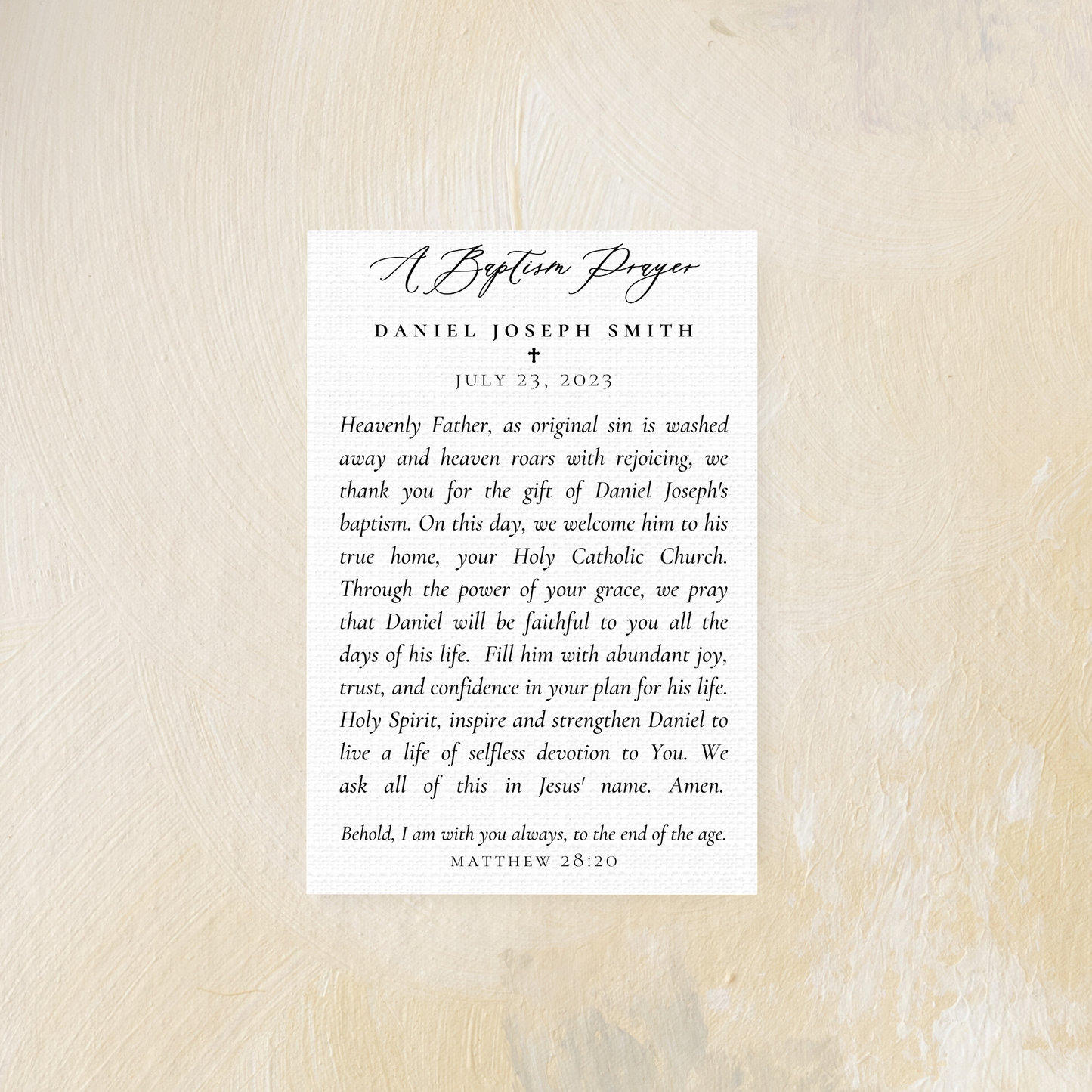 Catholic Baptism Prayer Cards, The Rejoicing of Mary and Jesus