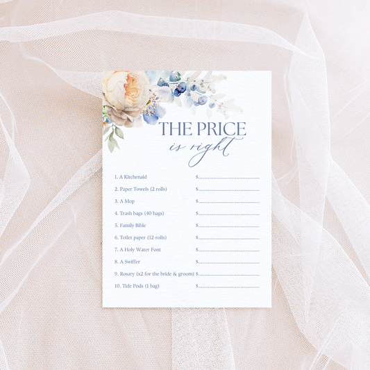 Catholic Bridal Shower Games: The Price is Right | Physical Card