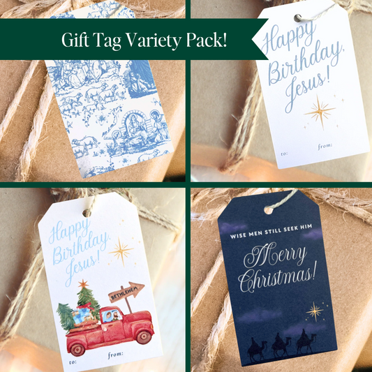 Catholic Christmas Gift Tags Variety Pack, Pack of 5