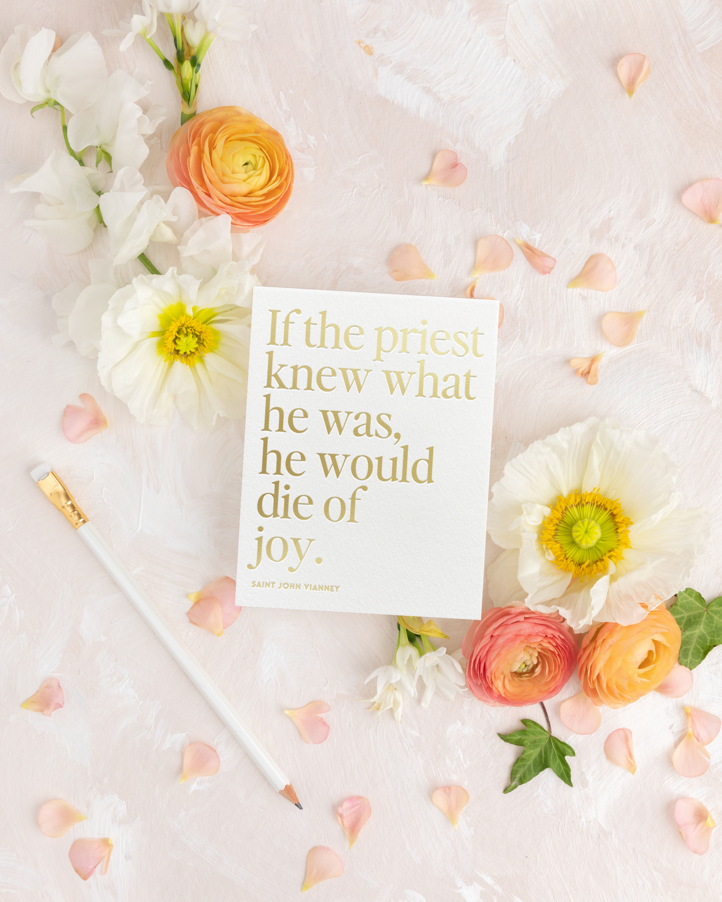 Catholic Greeting Card for Priests, Gold Foil
