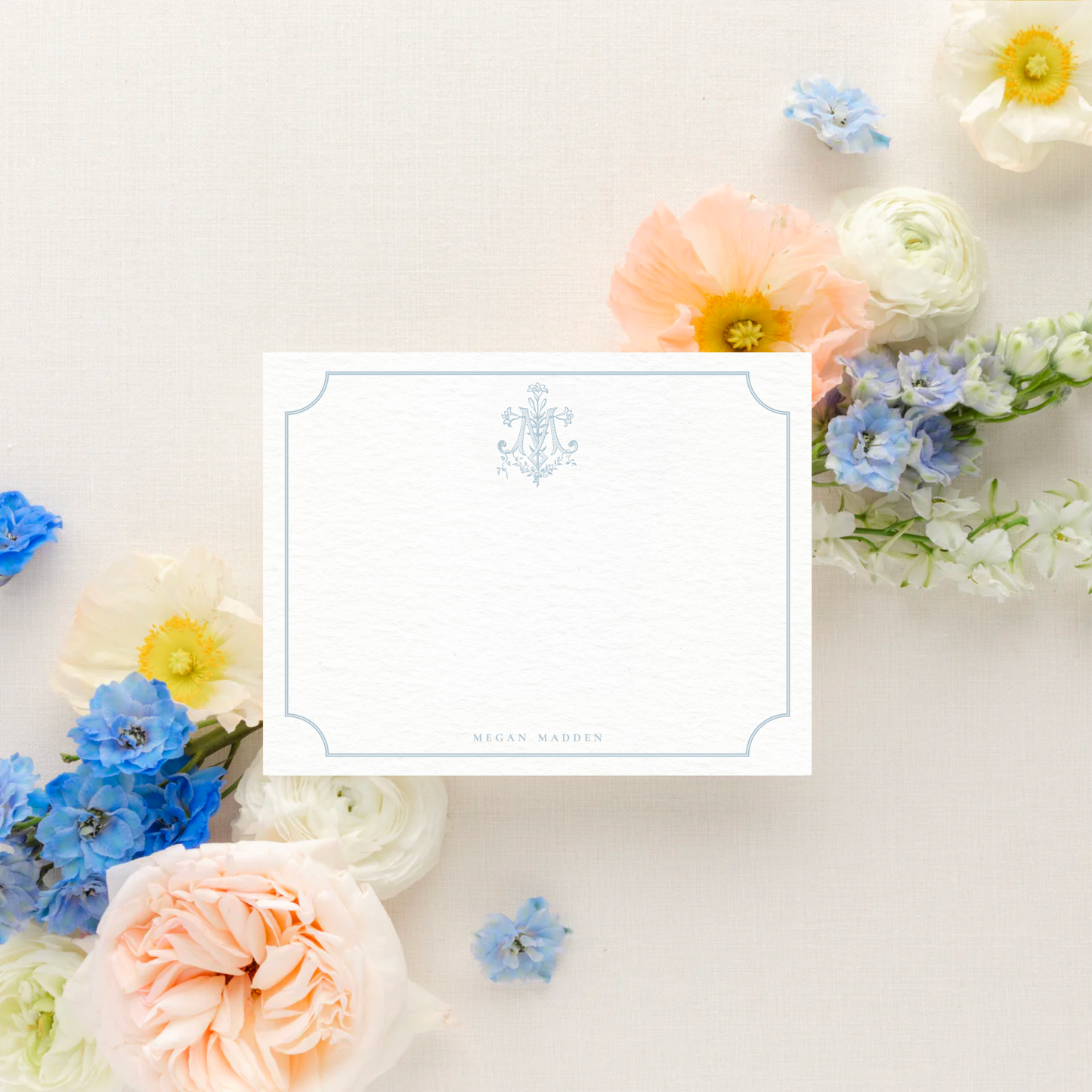 Marian Cross with Lilies Personalized Catholic Stationery Set