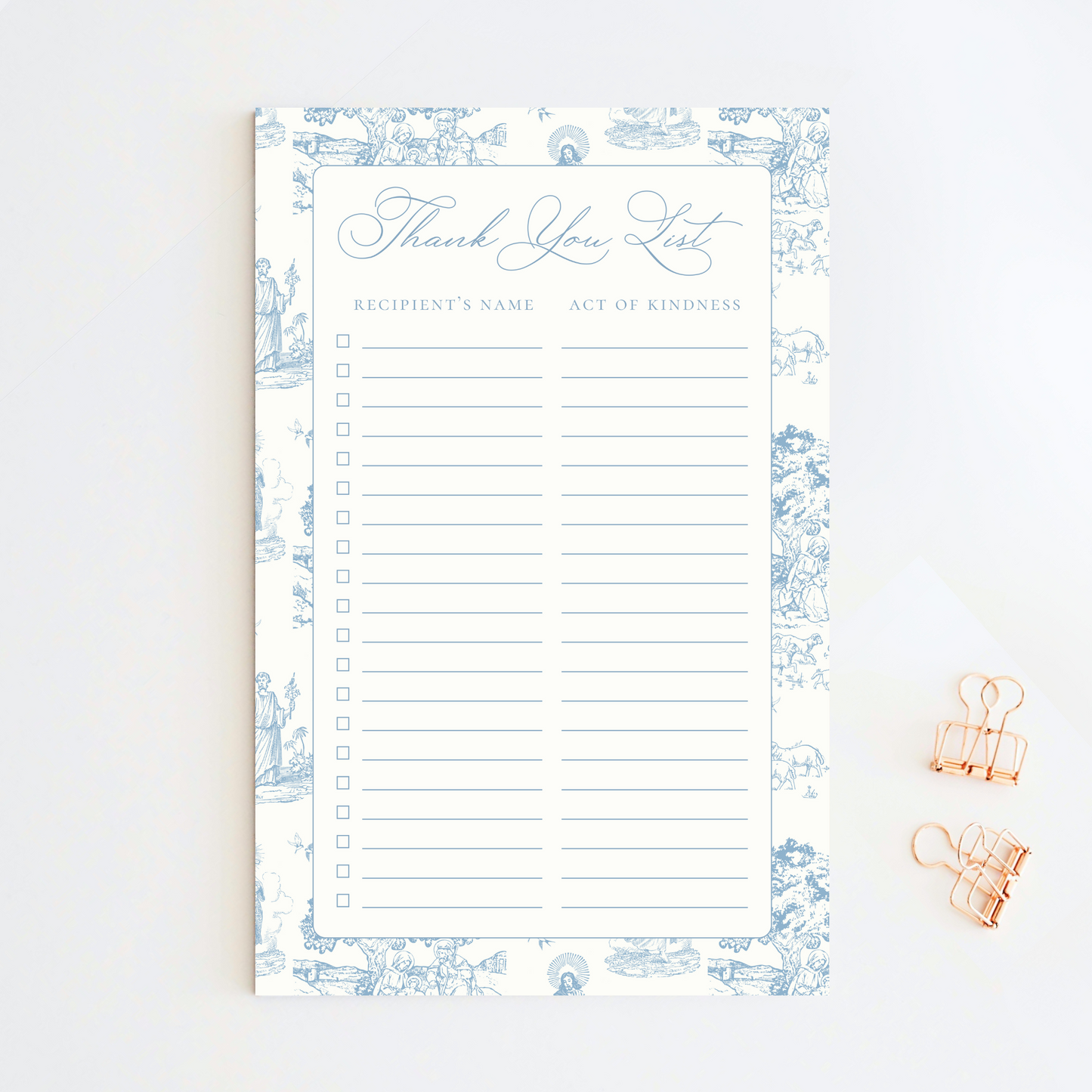 Catholic Notepad, Thank You List