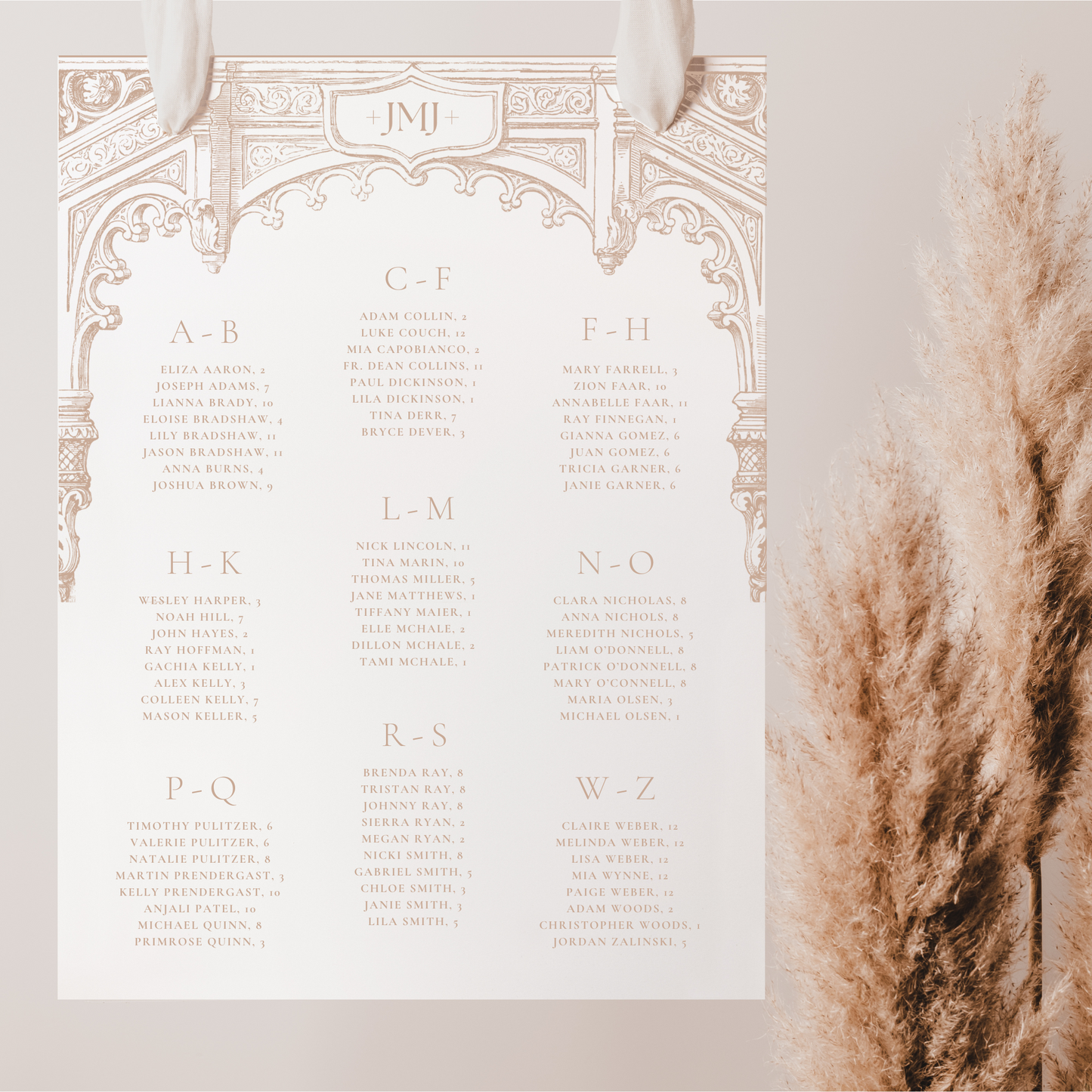 Gothic Architecture Wedding Seating Chart Sign