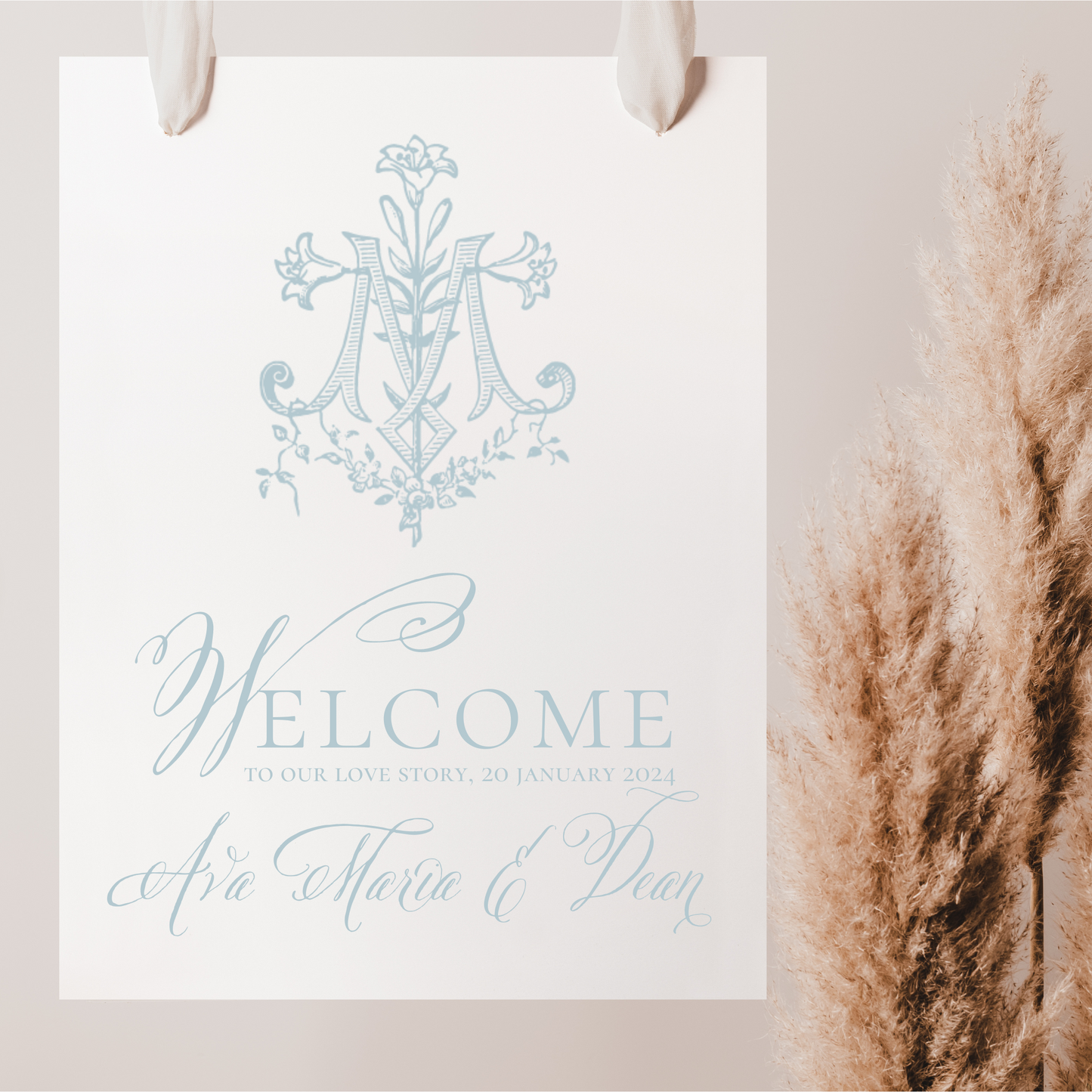 Marian Cross with Lilies Wedding Welcome Sign