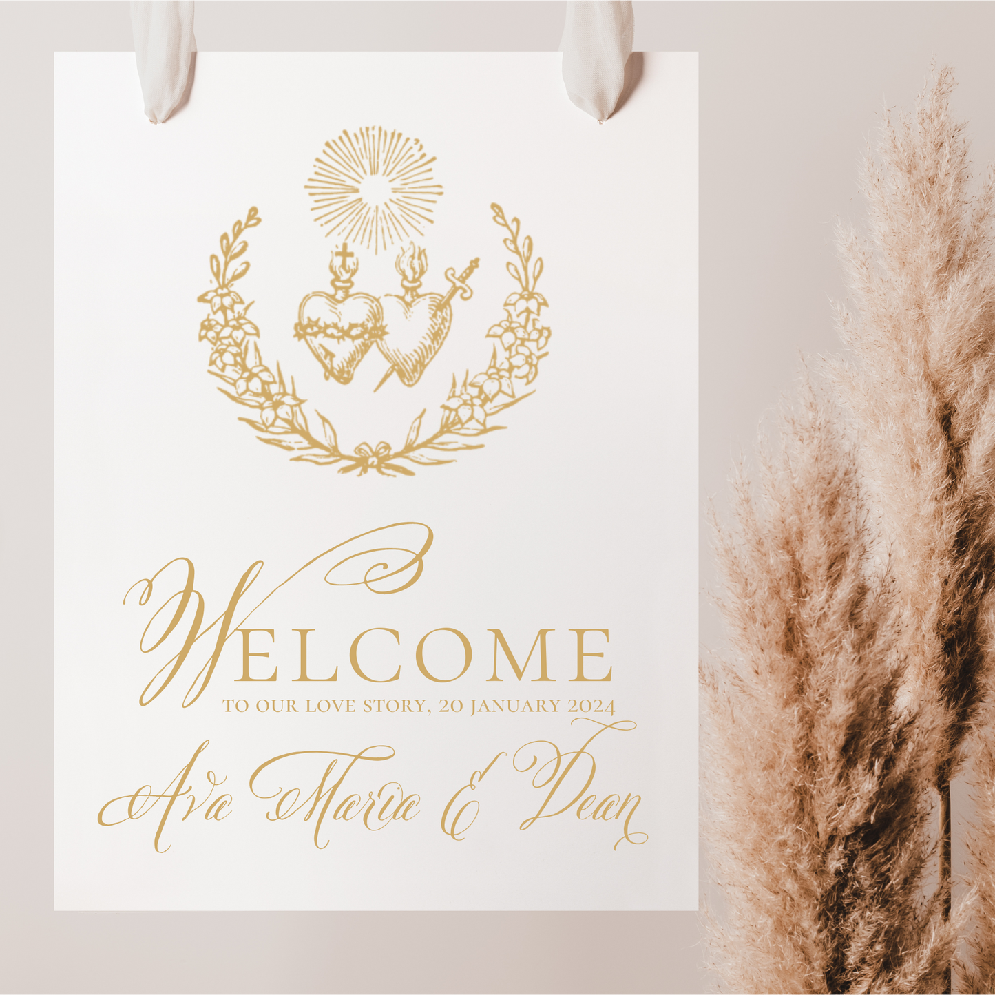 Two Hearts Wedding Welcome Sign