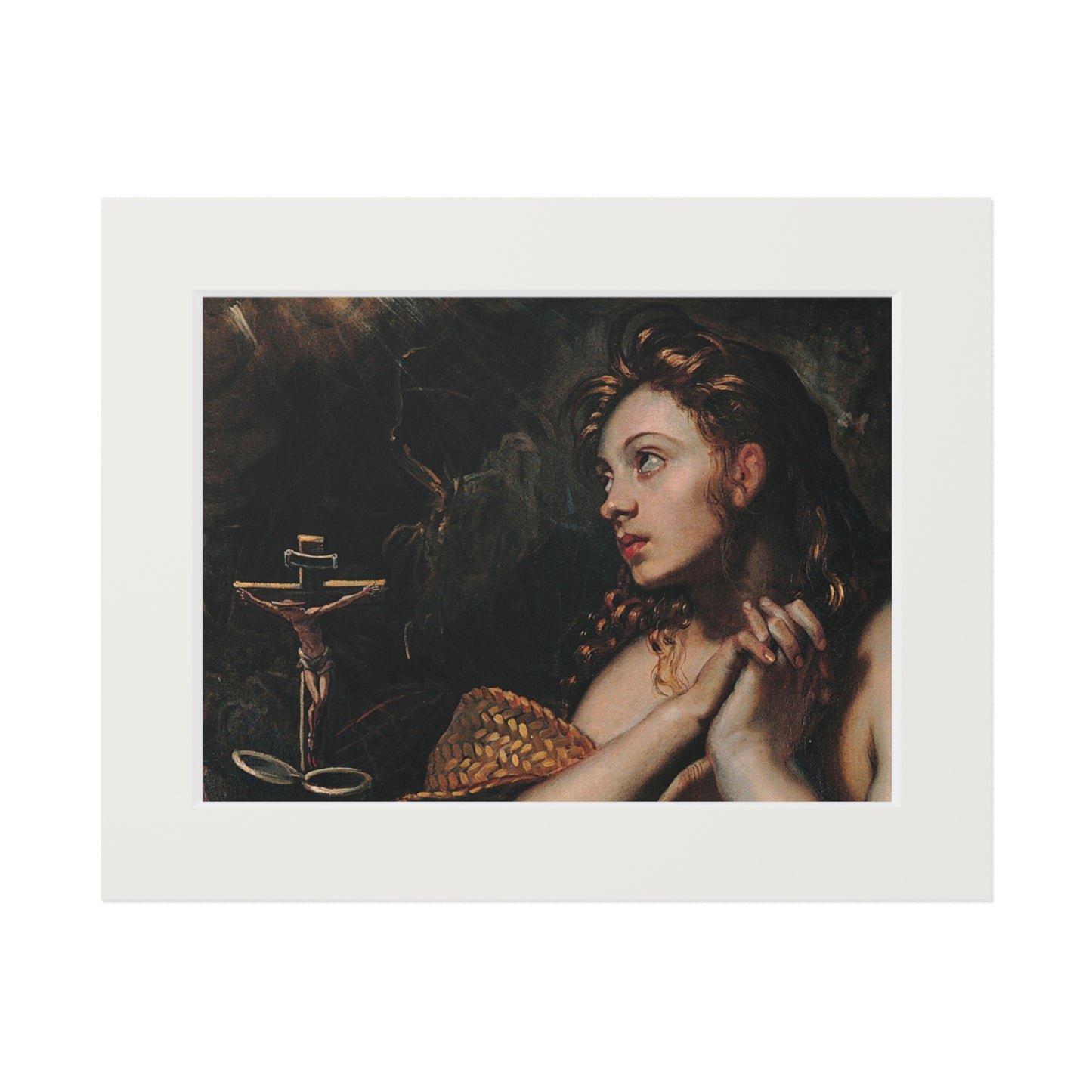 Mary Magdalene in Repentance, Giclée Fine Art Print, Mat Included