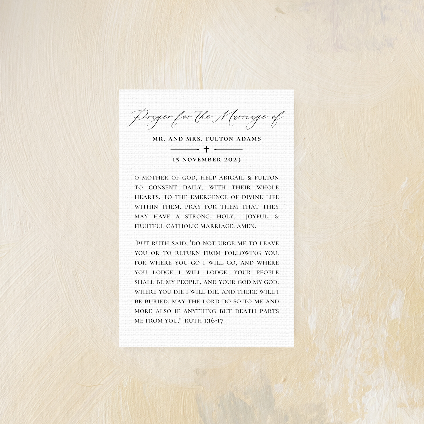 Catholic Wedding Prayer Cards, Behold this Heart, Semi-Custom