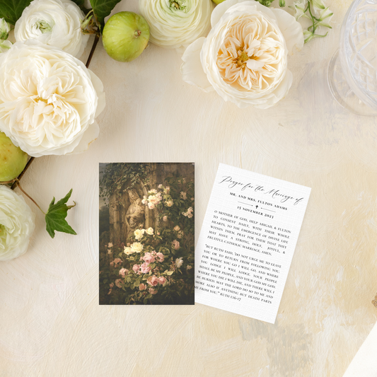 Catholic Wedding Prayer Cards, Impressionist Flowers, Semi-Custom