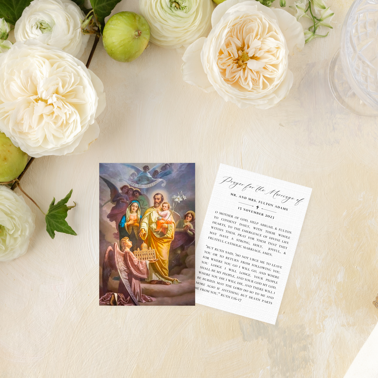 Catholic Wedding Prayer Cards, Heavenly Church Wedding, Semi-Custom