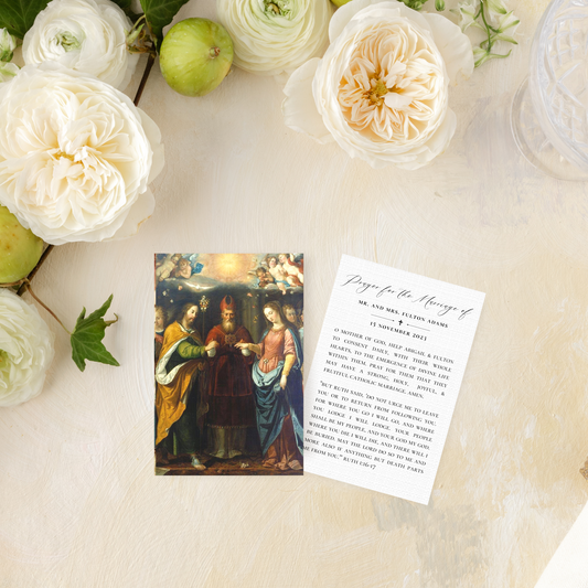 Catholic Wedding Prayer Cards, Wedding of Mary and Joseph, Semi-Custom