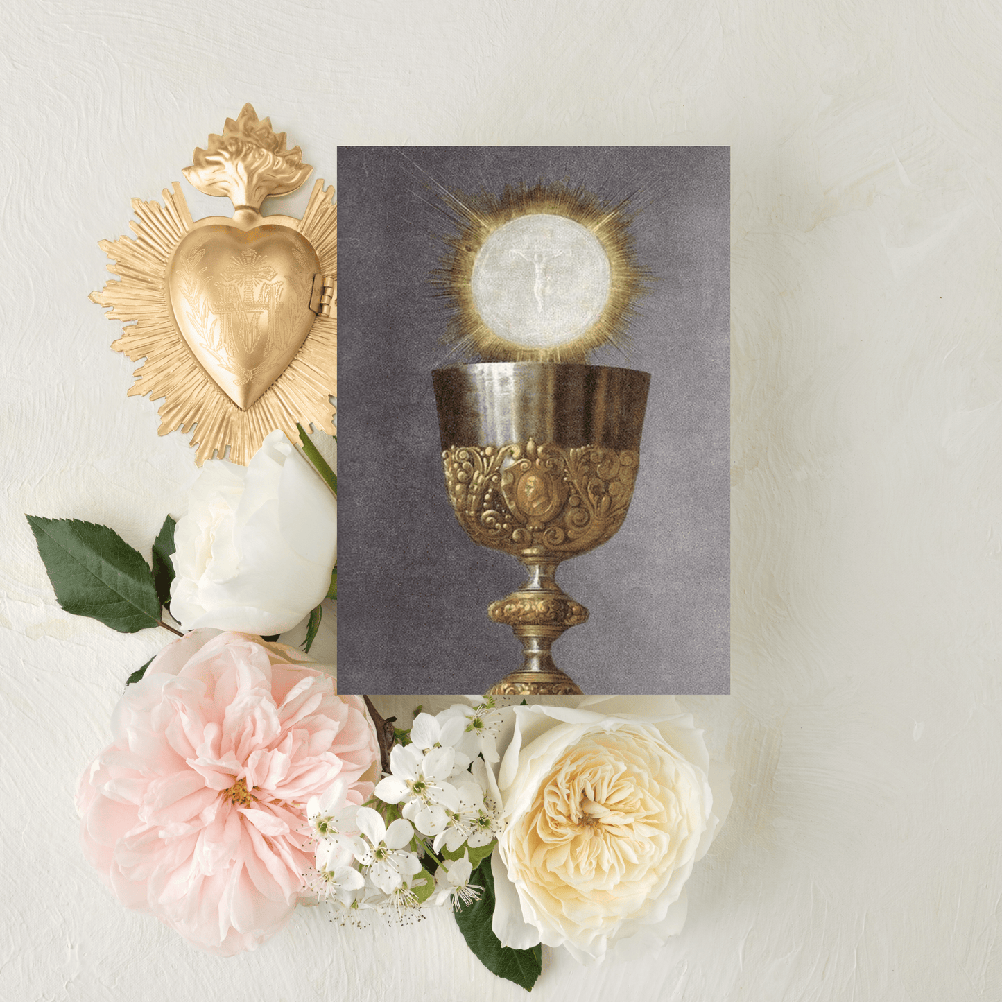 Catholic Mass Cards, The Most Precious Host, Mass Card with Optional Mass Scheduling