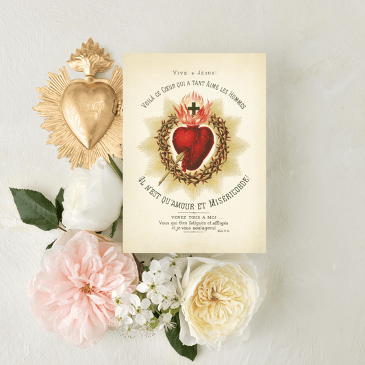 Catholic Mass Cards, Behold this Heart, Mass Card with Optional Mass Scheduling