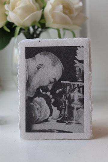 Padre Pio with the Eucharist on Deckled-edge Handmade Paper Sacred Art Print