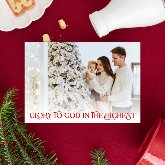 Personalized Catholic Christmas Cards, Glory to God in the Highest, with optional Addressed Envelopes