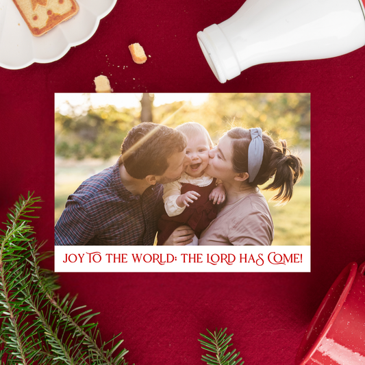 Personalized Catholic Christmas Cards, Joy to the World, with optional Addressed Envelopes