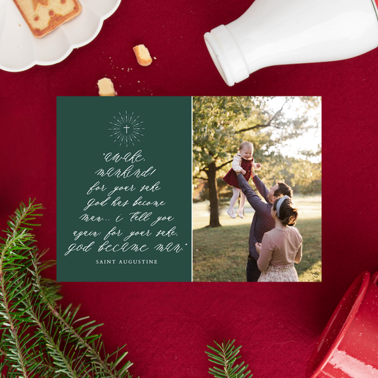 Personalized Catholic Christmas Cards, Your God has become Man, with optional Addressed Envelopes