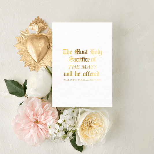 Catholic Mass Cards, A Mass Offering for You in Gold Foil, Mass Intention Cards