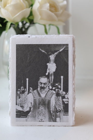 Blessing of Padre Pio on Deckled-edge Handmade Paper Sacred Art Print