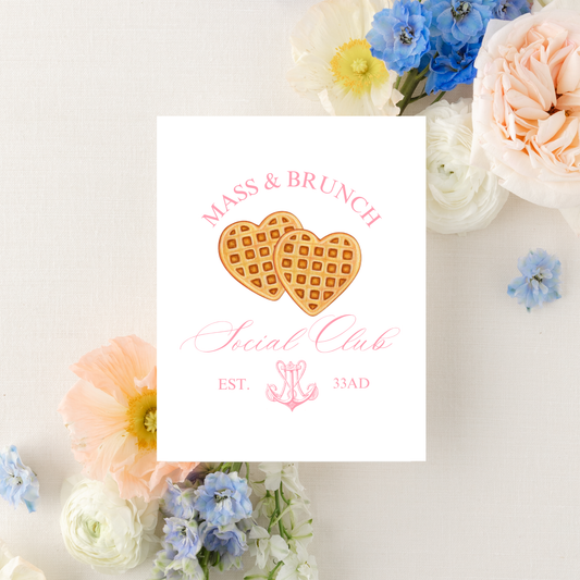 Catholic Greeting Card, Mass & Brunch Social Club, Coastal Aesthetic