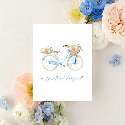 Spiritual Bouquet Greeting Card, Blue Bicycle Bouquet