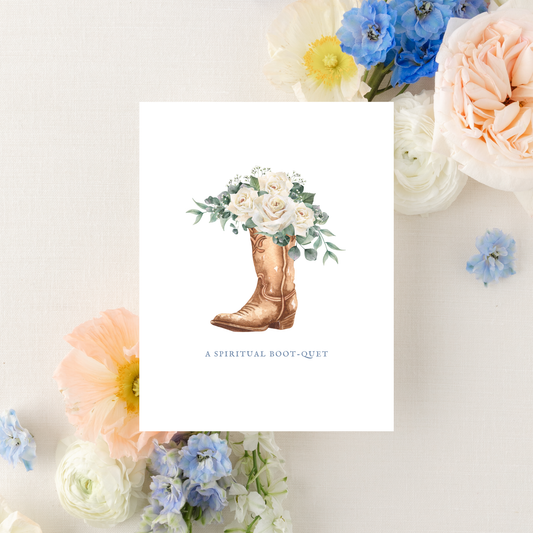 Spiritual Bouquet Greeting Card, Cowgirl Boot