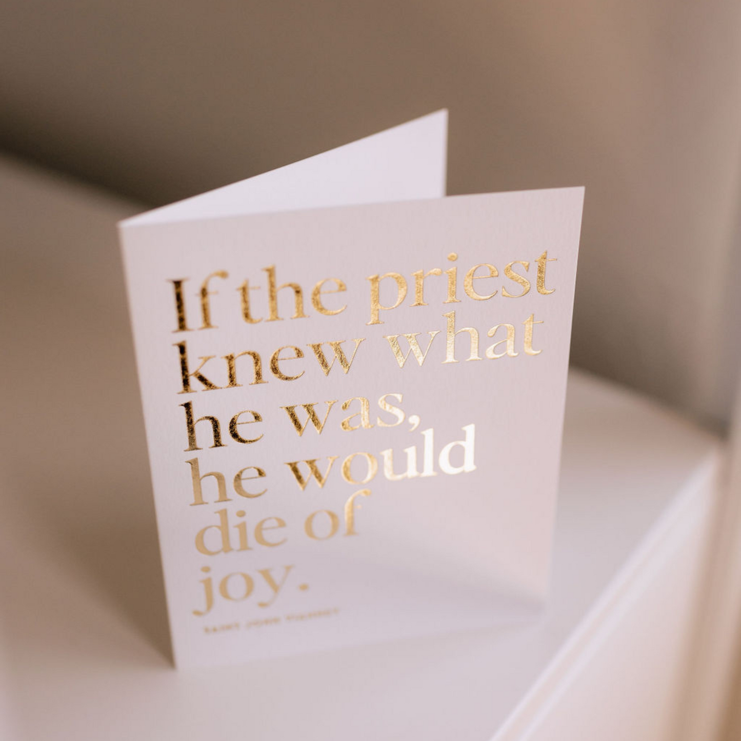 Catholic Greeting Card for Priests, St. John Vianney Quotes, Gold Foil