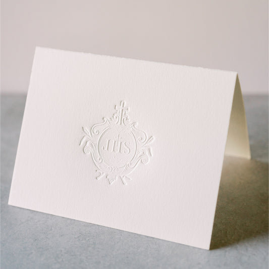 IHS Jesus Crest, Catholic Letterpress Stationery Set, Pack of 5