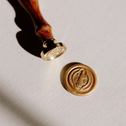 Restocking Soon: Catholic Wax Seal Stamps, Saint Benedict Medal (Front)