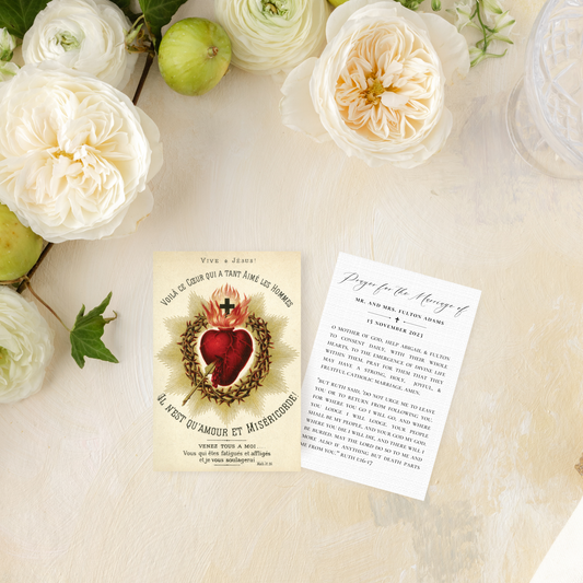 Catholic Wedding Prayer Cards, Behold this Heart, Semi-Custom