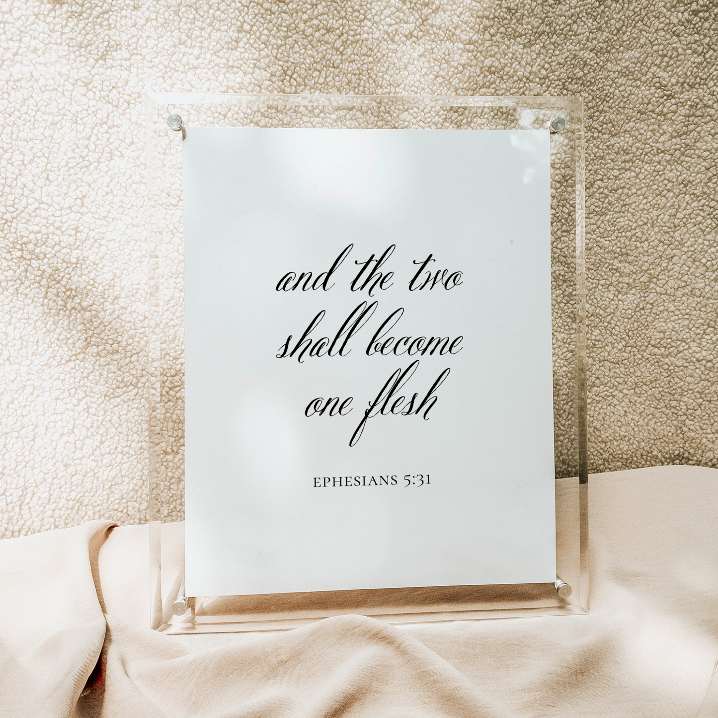 Catholic Wedding Signage, Ephesians 5:31 Scripture Quote Tabletop Wedding Sign