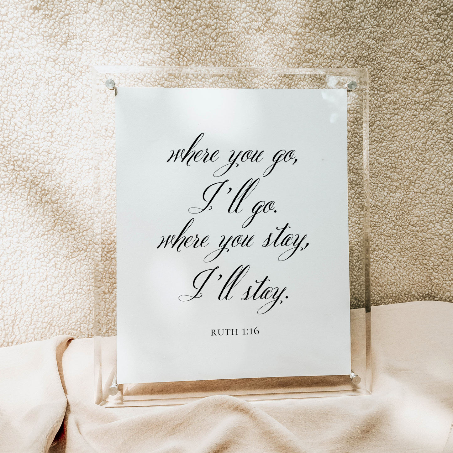 Catholic Wedding Signage, Ruth 1:16 Scripture Quote Tabletop Wedding Sign