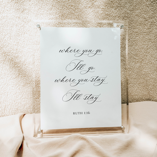 Catholic Wedding Signage, Ruth 1:16 Tabletop Scripture Sign in Modern Calligraphy