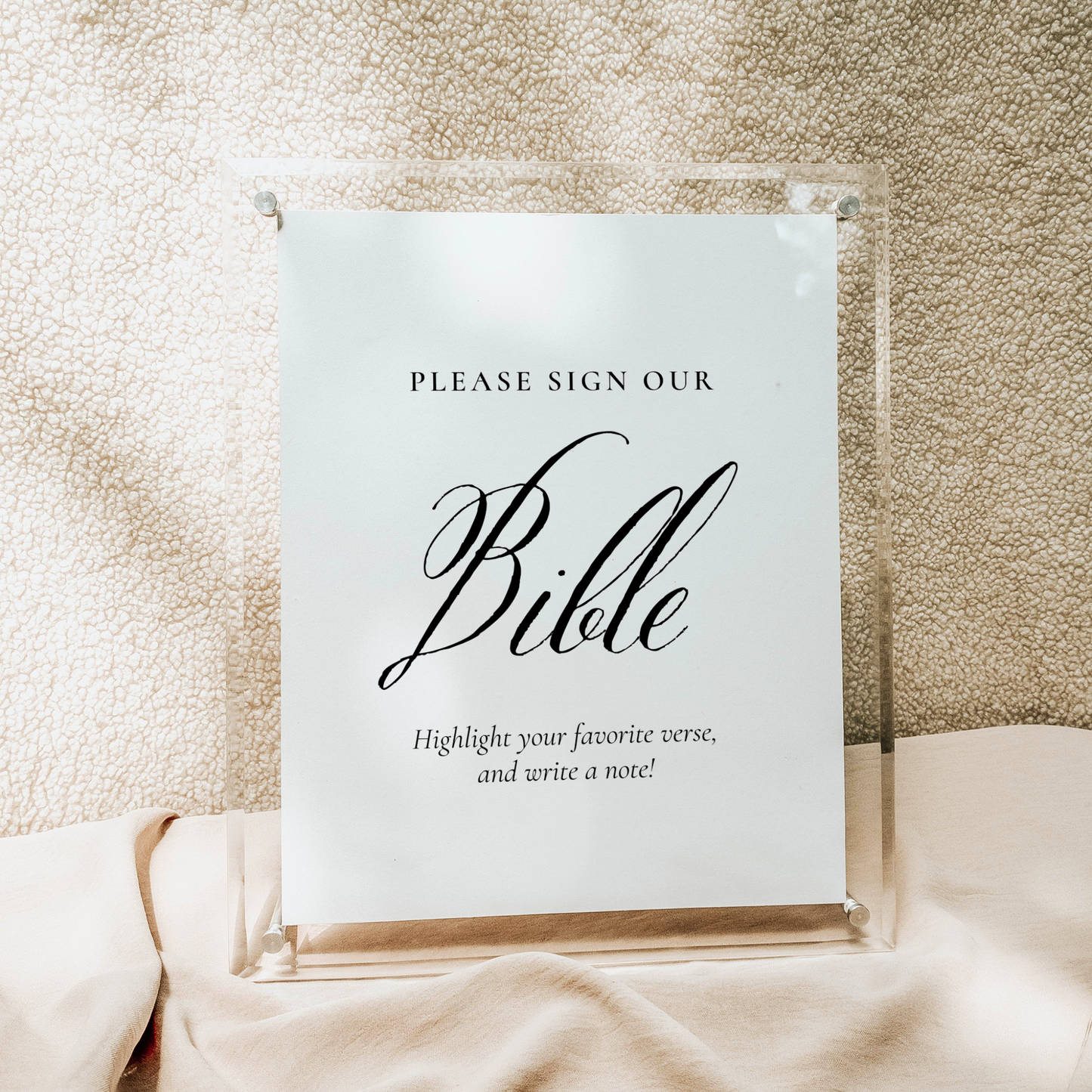 Catholic Wedding Signage, Bible Guestbook Tabletop Wedding Sign