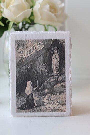 Lourdes on Deckled-edge Handmade Paper Sacred Art Print