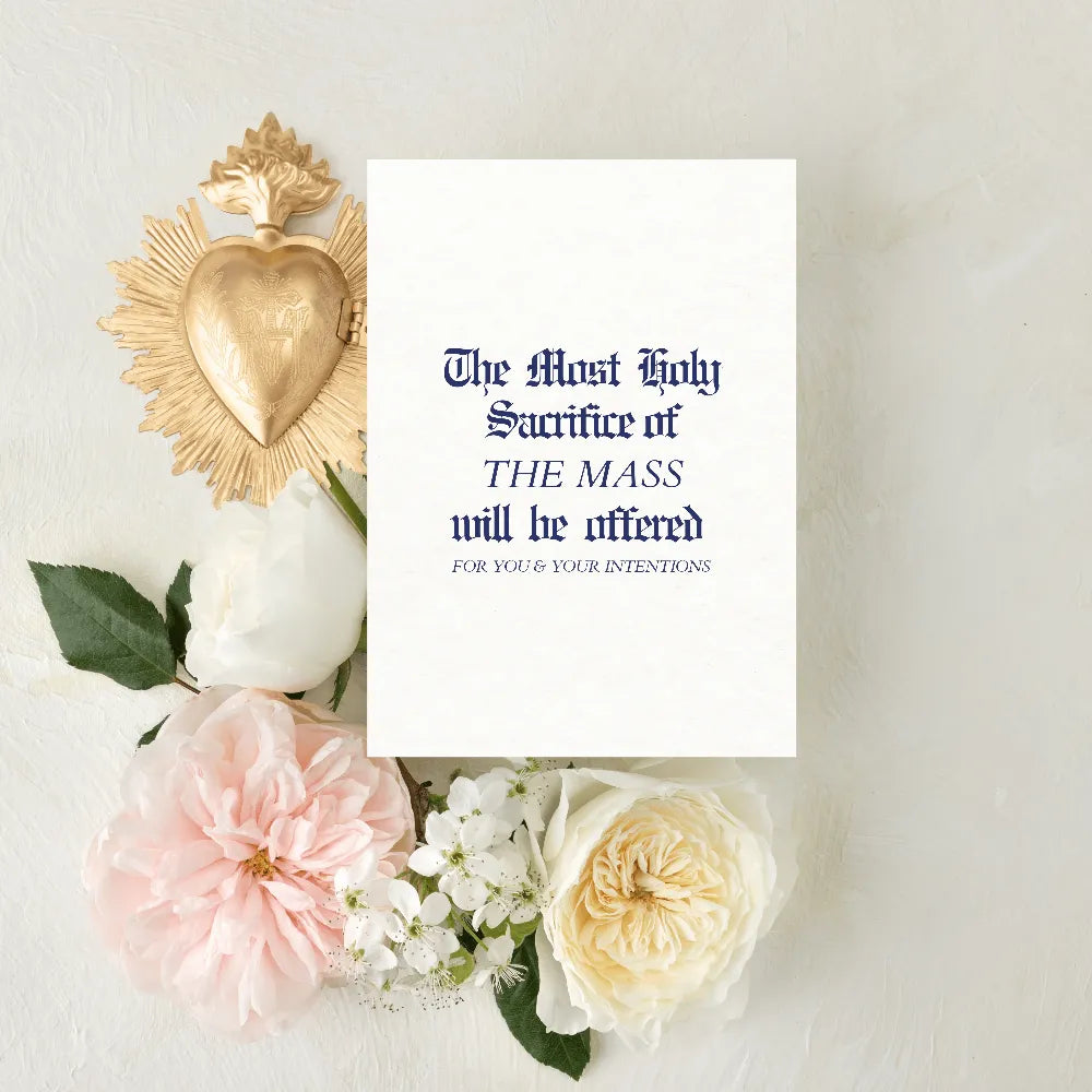 Catholic Mass Cards, A Mass Offering for You (Blue), Mass Intention Cards