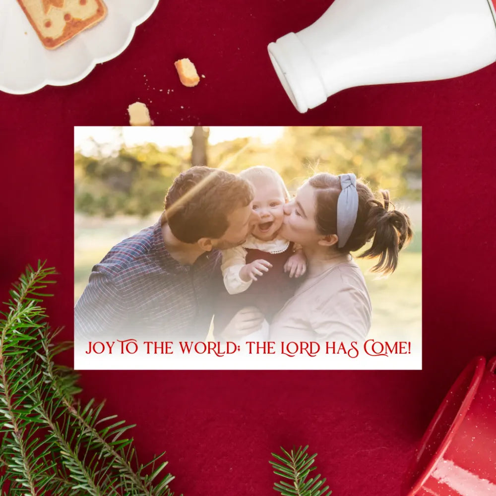 Personalized Catholic Christmas Cards, Joy to the World, with optional Addressed Envelopes