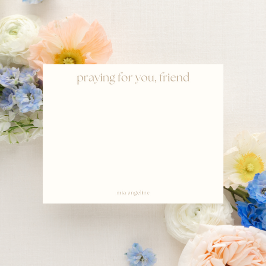 "Praying for you, friend" Personalized Catholic Stationery Set