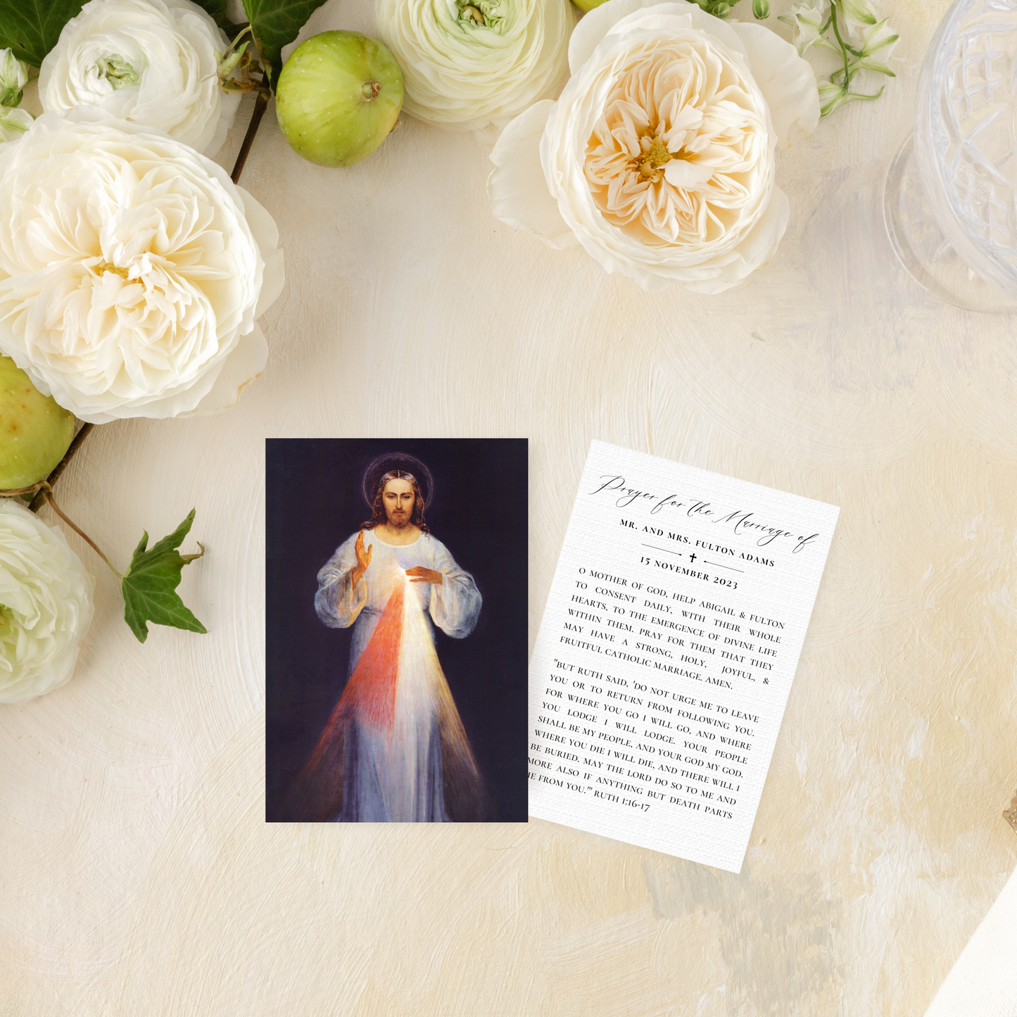 Catholic Wedding Prayer Cards, Divine Mercy Jesus, Semi-Custom