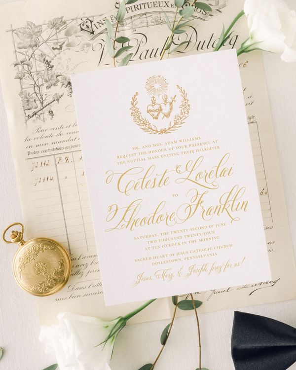 Catholic Wedding Invitations, Sacred Heart & Immaculate Heart, Semi-Cu ...